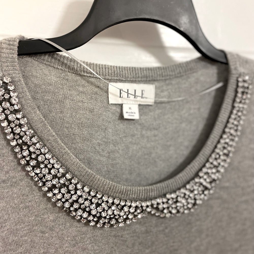 Elle Sweater with Rhinestone Collar